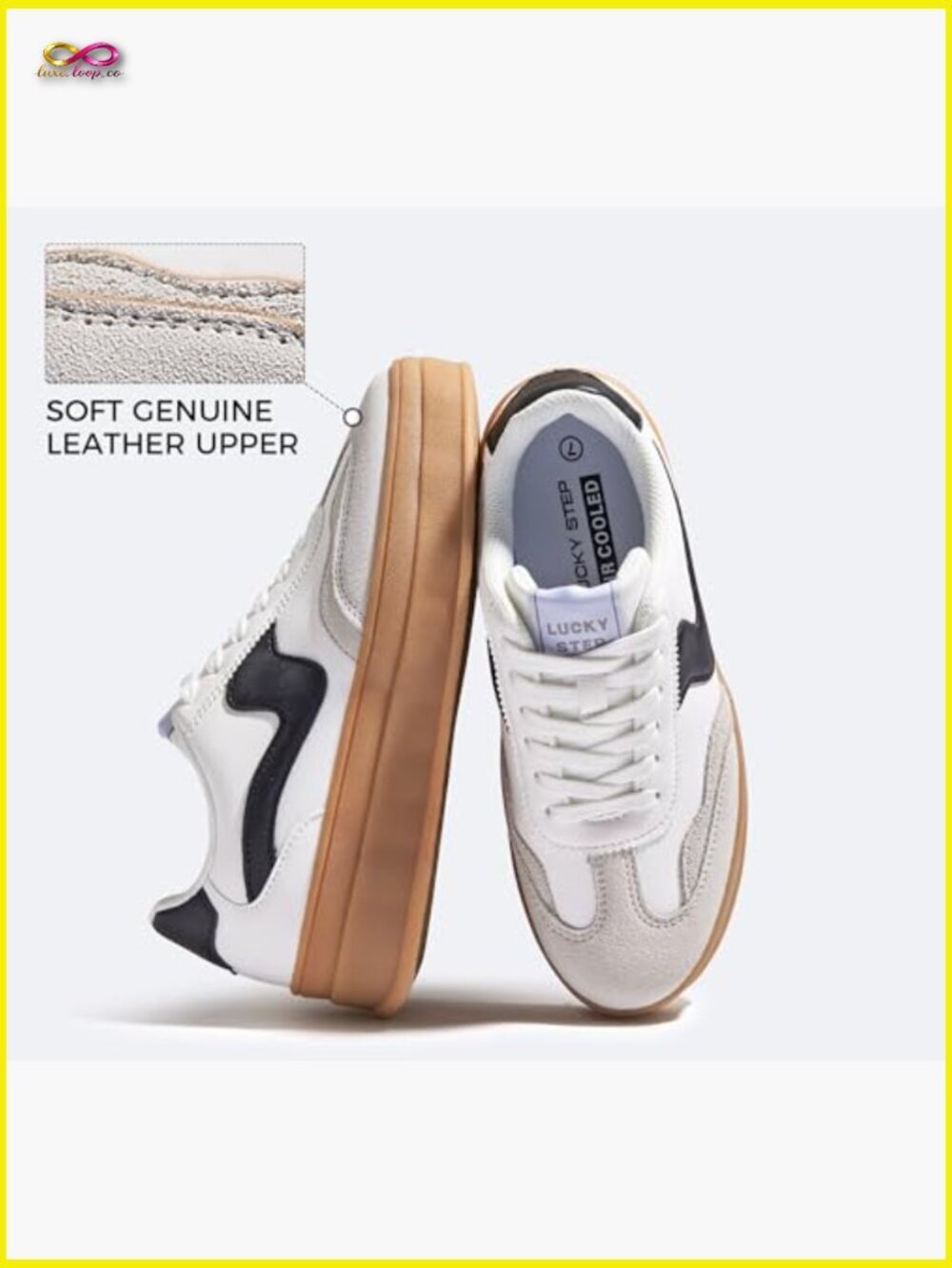 Platform Sneakers Thick Sole Suede Faux Leather Retro Casual Walking Shoes - Picture 3 of 7